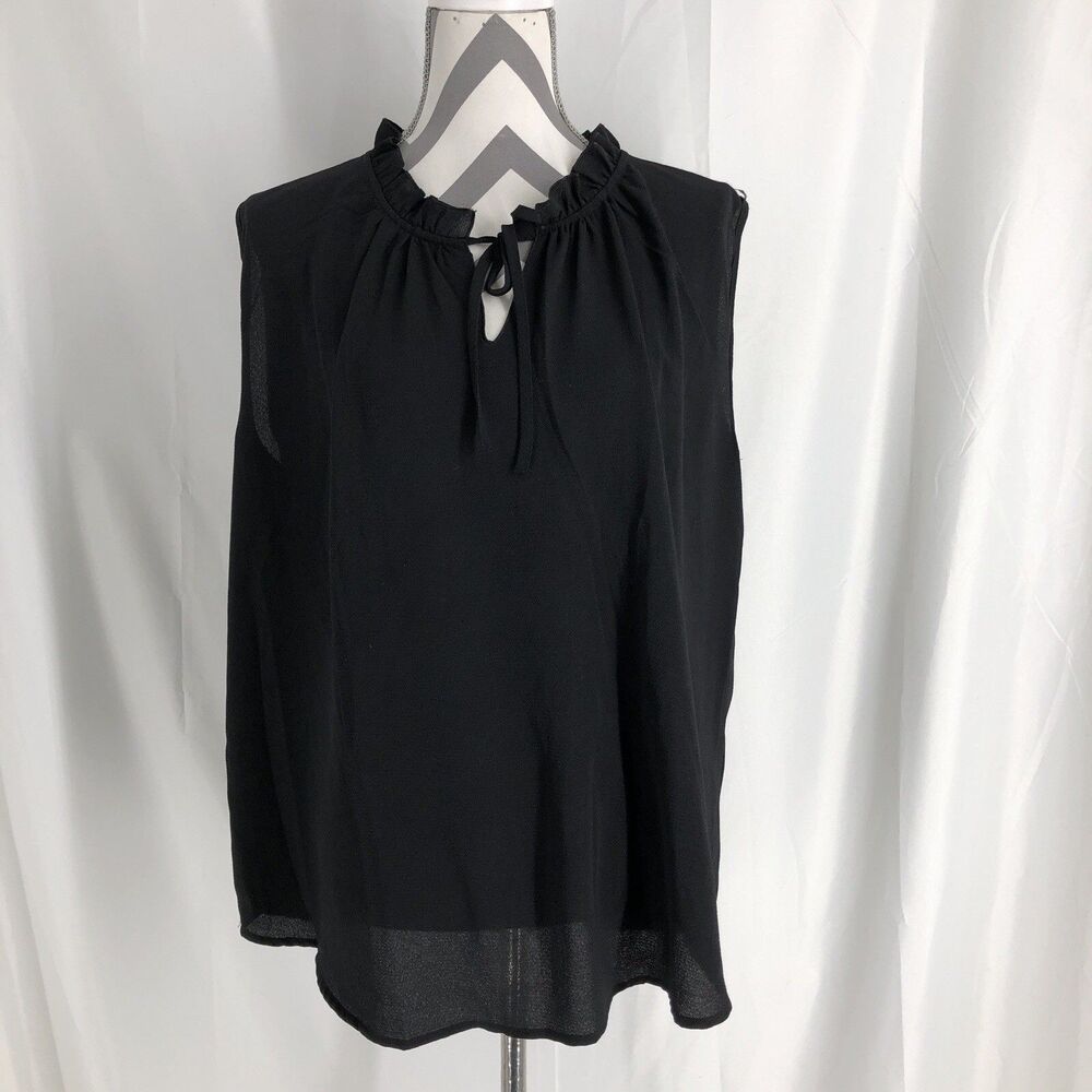 Jon & Anna Sleeveless Blouse Womens Black Tie Neck Contemporary 2x